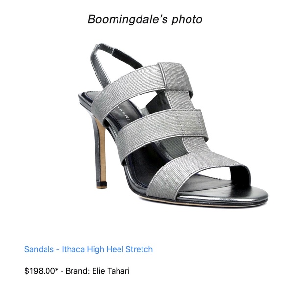 TAHARI Metallic Stretch Slingback Sandal 3.8" heel - Picture 3 of 6